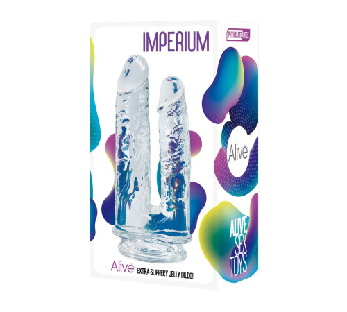 Прозрачный анально-вагинальный фаллоимитатор на присоске Imperium Jelly Dildo - 18 см.