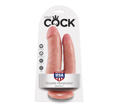 Фаллоимитатор для двойного проникновения DOUBLE PENETRATOR на присоске - 20,9 см.