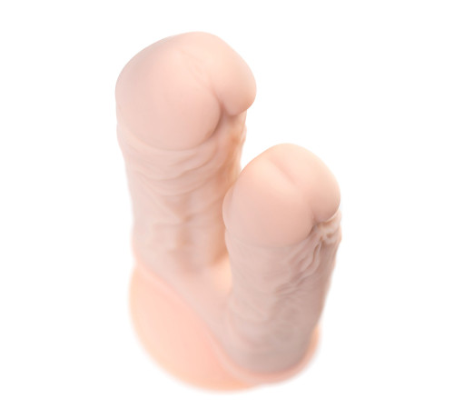 Телесный анально-вагинальный вибратор RealStick Silicone Jason M - 18 см.