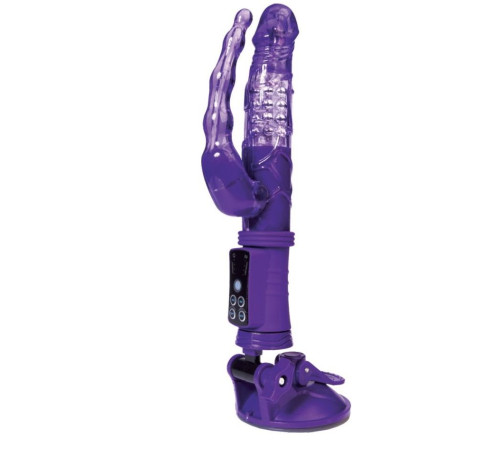 Фиолетовый анально-вагинальный вибратор на присоске A-toys