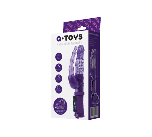 Фиолетовый анально-вагинальный вибратор на присоске A-toys