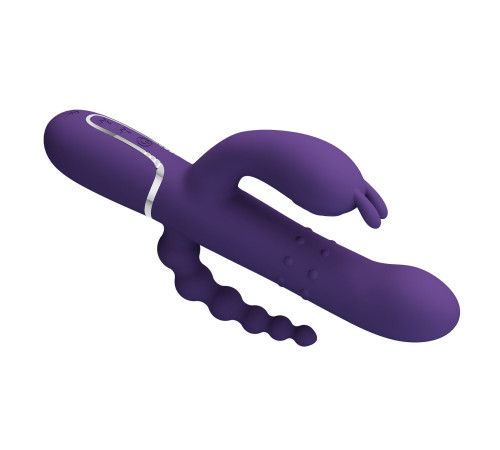 Фиолетовый вибратор для тройной стимуляции Cammy - 22,2 см.