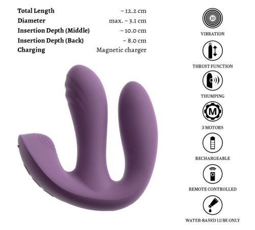 Фиолетовый тройной вибратор MIREVA RC Triple Hands-Free Vibrator