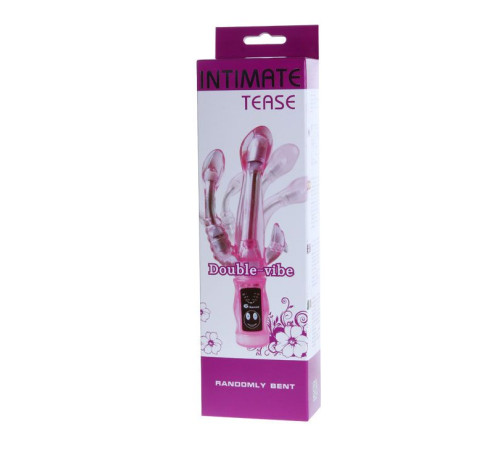 Розовый вибратор с анальным и клиторальным отростками Intimate Tease - 22 см. Розовый вибратор с анальным и клиторальным отростками Intimate Tease - 22 см.