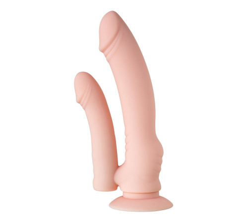 Двойной фаллоимитатор с присоской и съемной вибропулей - 19,5 см.