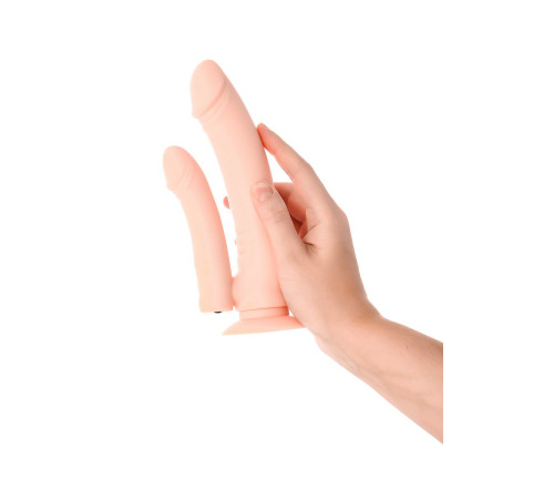 Двойной фаллоимитатор с присоской и съемной вибропулей - 19,5 см.