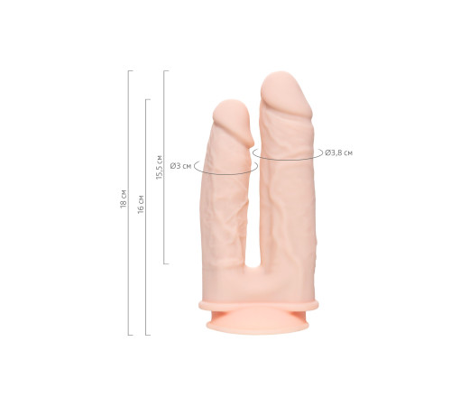 Телесный анально-вагинальный вибратор RealStick Silicone Jason M - 18 см.