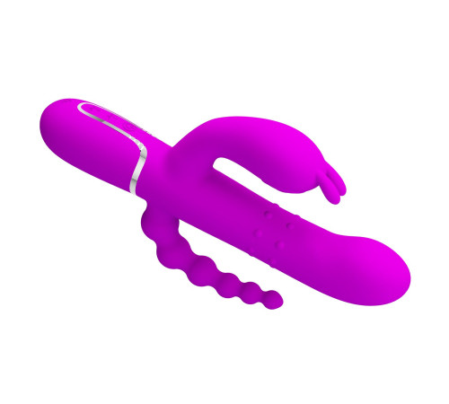Лиловый вибратор для тройной стимуляции Cammy - 22,2 см. Лиловый вибратор для тройной стимуляции Cammy - 22,2 см.