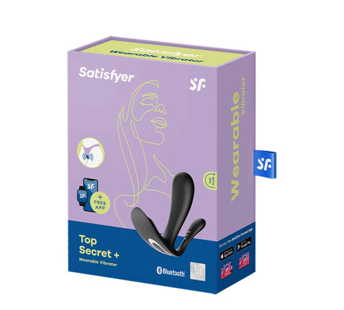 Черный анально-вагинальный вибромассажер Top Secret+
