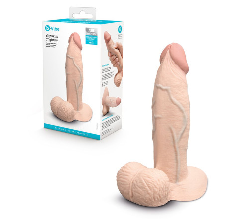Телесный анальный фаллоимитатор Slipskin 7’’ Girthy - 17,8 см.