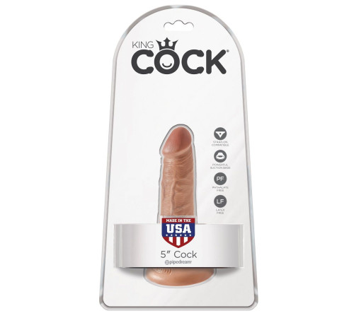 Анальный фаллоимитатор-мулат на присоске 5  Cock - 14 см.