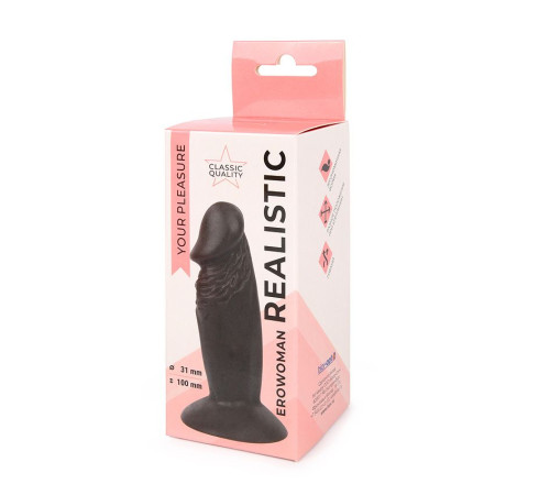 Реалистичный коричневый анальный фаллоимитатор Erowoman на присоске