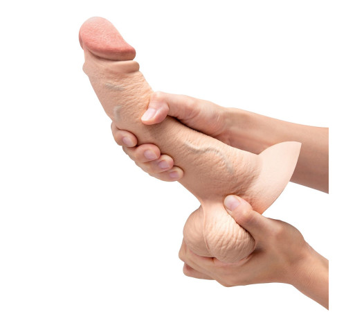 Телесный анальный фаллоимитатор Slipskin 9’’ Curved - 22 см.