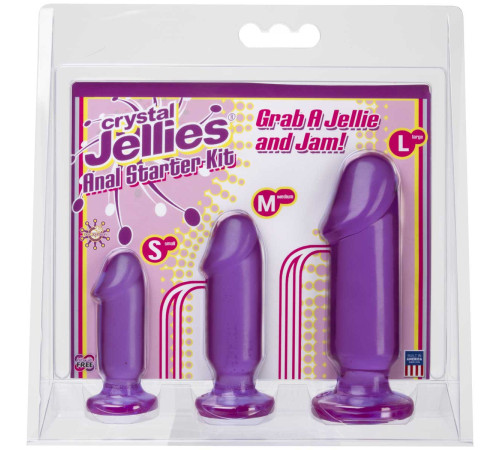 Набор из трех фиолетовых анальных фаллоимитаторов Crystal Jellies Anal Starter Kit