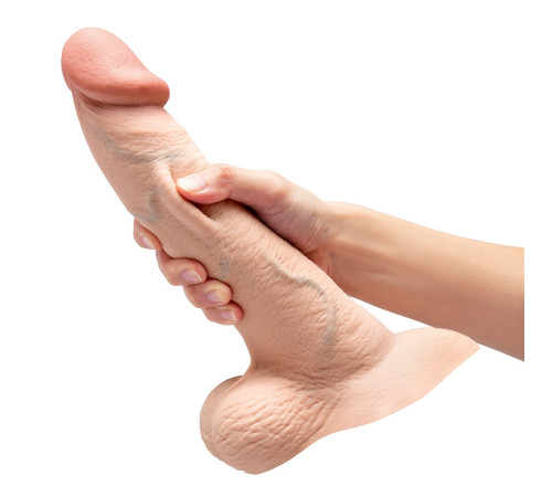 Телесный анальный фаллоимитатор Slipskin 10’’ Curved - 25 см.