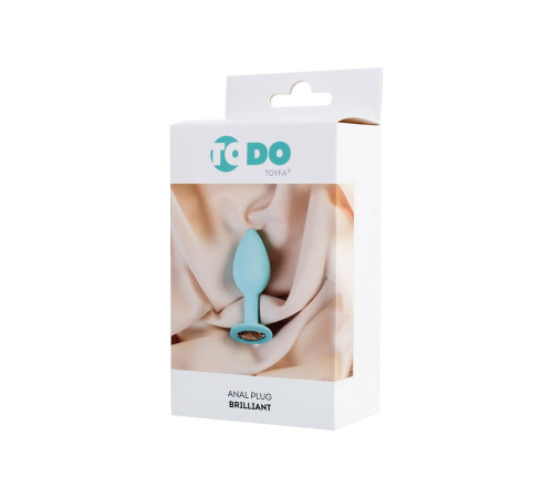 Мятная анальная втулка Brilliant с прозрачным кристаллом - 8 см.