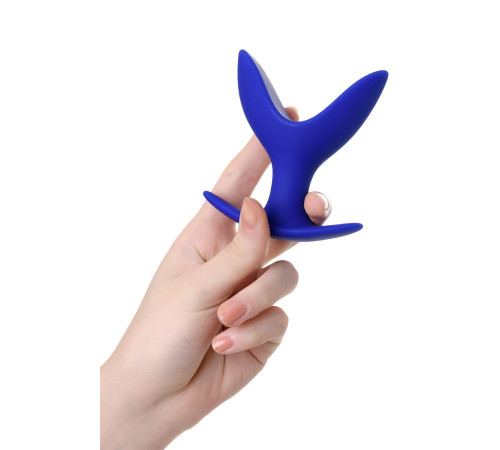 Синяя силиконовая расширяющая анальная втулка Bloom - 9 см.