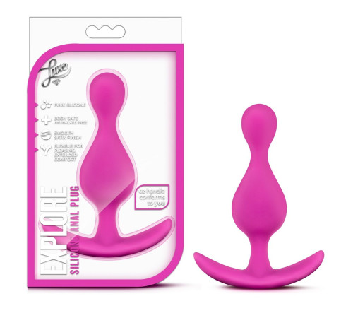 Розовая фигурная анальная пробка Luxe Explore - 11,4 см.