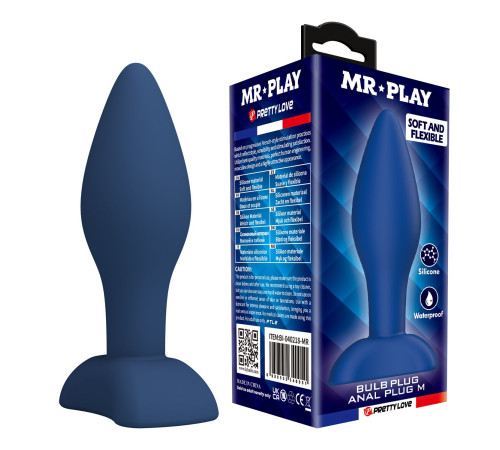 Синяя анальная пробка Bulb Plug - 10,5 см.