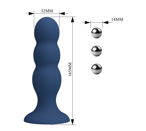 Синяя анальная пробка со смещенным центром тяжести - 16,5 см.