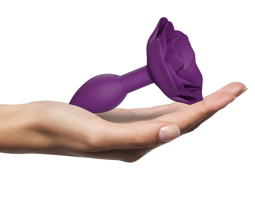 Заказать Фиолетовая анальная пробка с ограничителем-розой Open Rose Size S Butt Plug