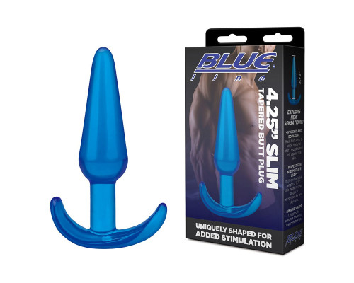 Заказать Голубая анальная пробка Slim Tapered Butt Plug - 10,8 см.