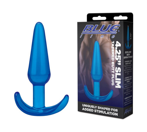 Голубая анальная пробка Slim Tapered Butt Plug - 10,8 см.