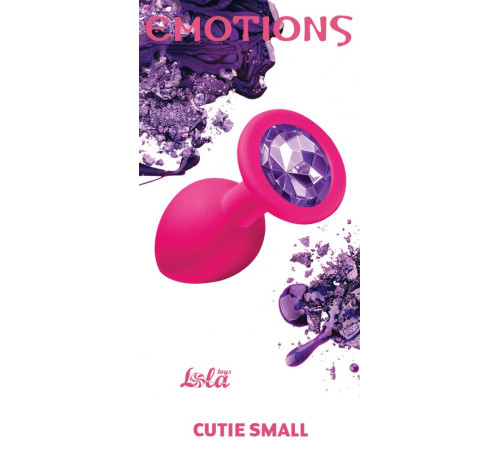 Малая розовая анальная пробка Emotions Cutie Small с фиолетовым кристаллом - 7,5 см.