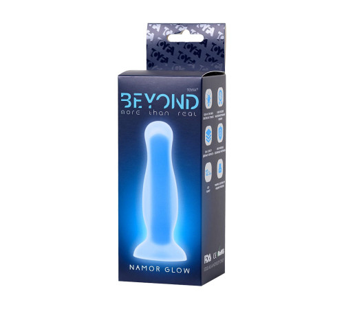 Голубая, светящаяся в темноте анальная втулка Namor Glow - 12,5 см.