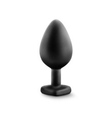 Черная анальная втулка с прозрачным кристаллом Bling Plug Medium - 8,2 см.