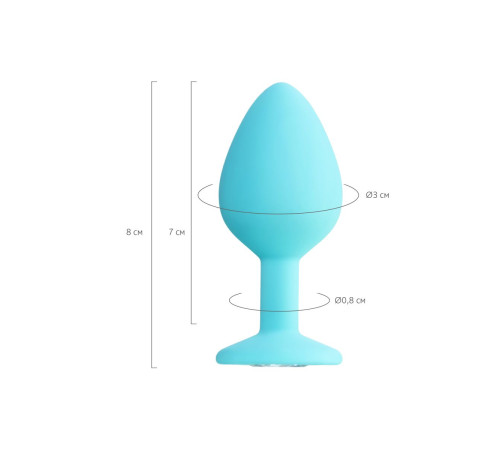 Мятная анальная втулка Brilliant с прозрачным кристаллом - 8 см.