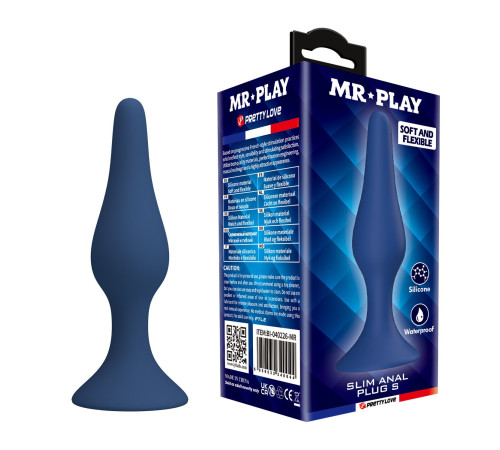 Синяя анальная пробка Slim Anal Plug S - 10,3 см.