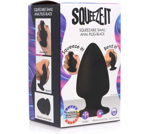 Черная мягкая анальная пробка Squeezable Small Anal Plug - 9 см.