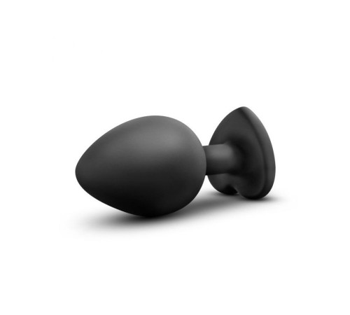 Черная анальная втулка с прозрачным кристаллом Bling Plug Medium - 8,2 см.