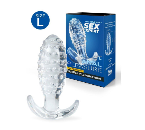 Прозрачная анальная пробка с шишечками - 10 см.
