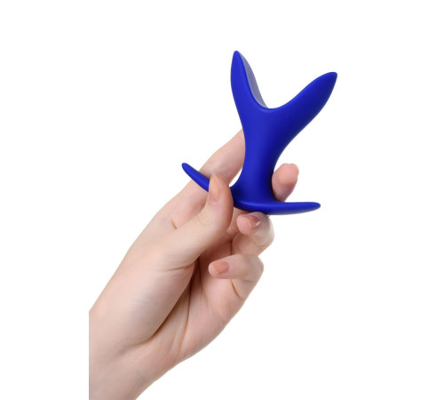 Синяя силиконовая расширяющая анальная пробка Bloom - 8,5 см.