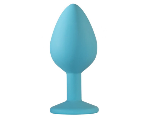 Заказать Средняя голубая анальная пробка Emotions Cutie Medium с розовым кристаллом - 8,5 см.