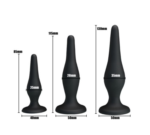 Набор из 3 силиконовых анальных пробок для начинающих Mini Anal Kit