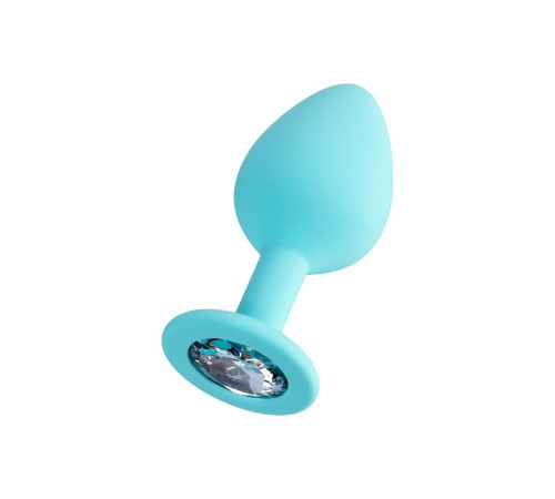 Мятная анальная втулка Brilliant с прозрачным кристаллом - 8 см.