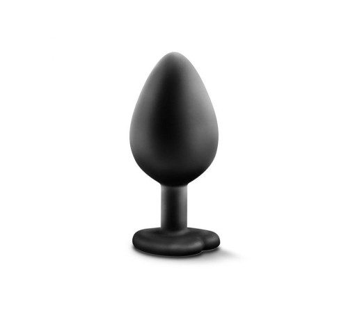 Черная анальная втулка с прозрачным кристаллом Bling Plug Medium - 8,2 см.