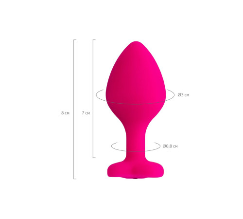 Розовая анальная втулка Diamond Heart с прозрачным кристаллом - 8 см.