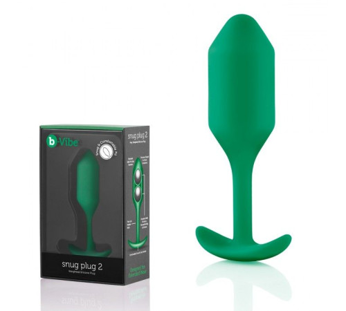 Зеленая пробка для ношения B-vibe Snug Plug 2 - 11,4 см.
