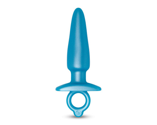 Заказать Голубая анальная пробка с кольцом Sleek Tapered Silicone Plug - 15 см.