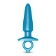 Заказать Голубая анальная пробка с кольцом Sleek Tapered Silicone Plug - 15 см.