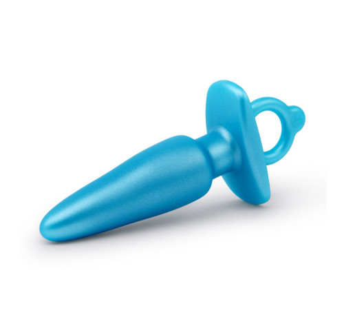 Голубая анальная пробка с кольцом Sleek Tapered Silicone Plug - 15 см.