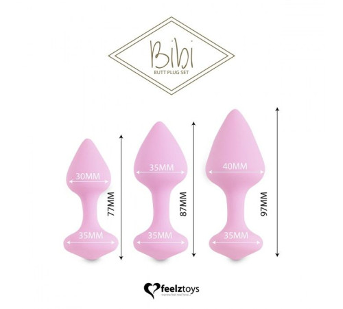 Набор из 3 нежно-розовых анальных пробок Bibi Butt Plug Set Набор из 3 нежно-розовых анальных пробок Bibi Butt Plug Set