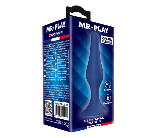 Синяя анальная пробка Slim Anal Plug S - 10,3 см.