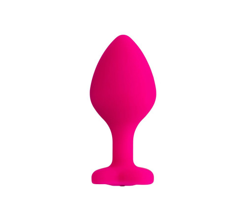 Розовая анальная втулка Diamond Heart с прозрачным кристаллом - 8 см.