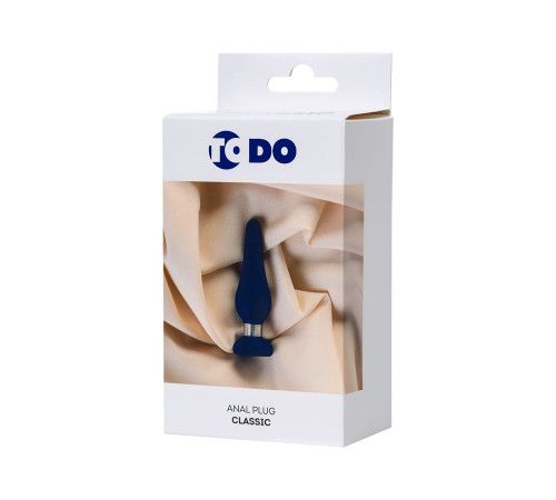 Синяя силиконовая анальная втулка с ограничителем - 10 см.