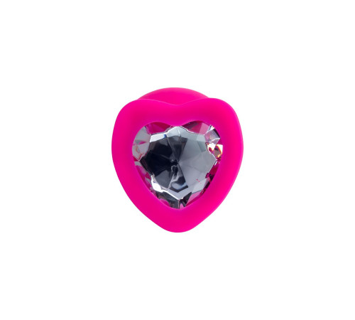 Розовая анальная втулка Diamond Heart с прозрачным кристаллом - 9,5 см. Розовая анальная втулка Diamond Heart с прозрачным кристаллом - 9,5 см.